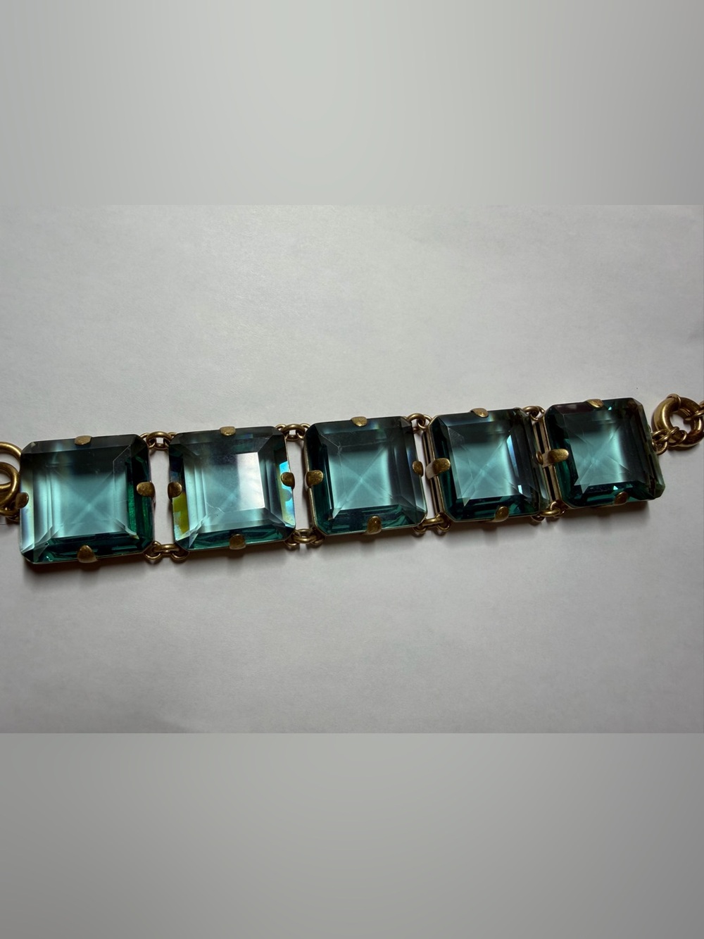 J.Crew Estate-Inspired Teal Glass Square Link Bracelet